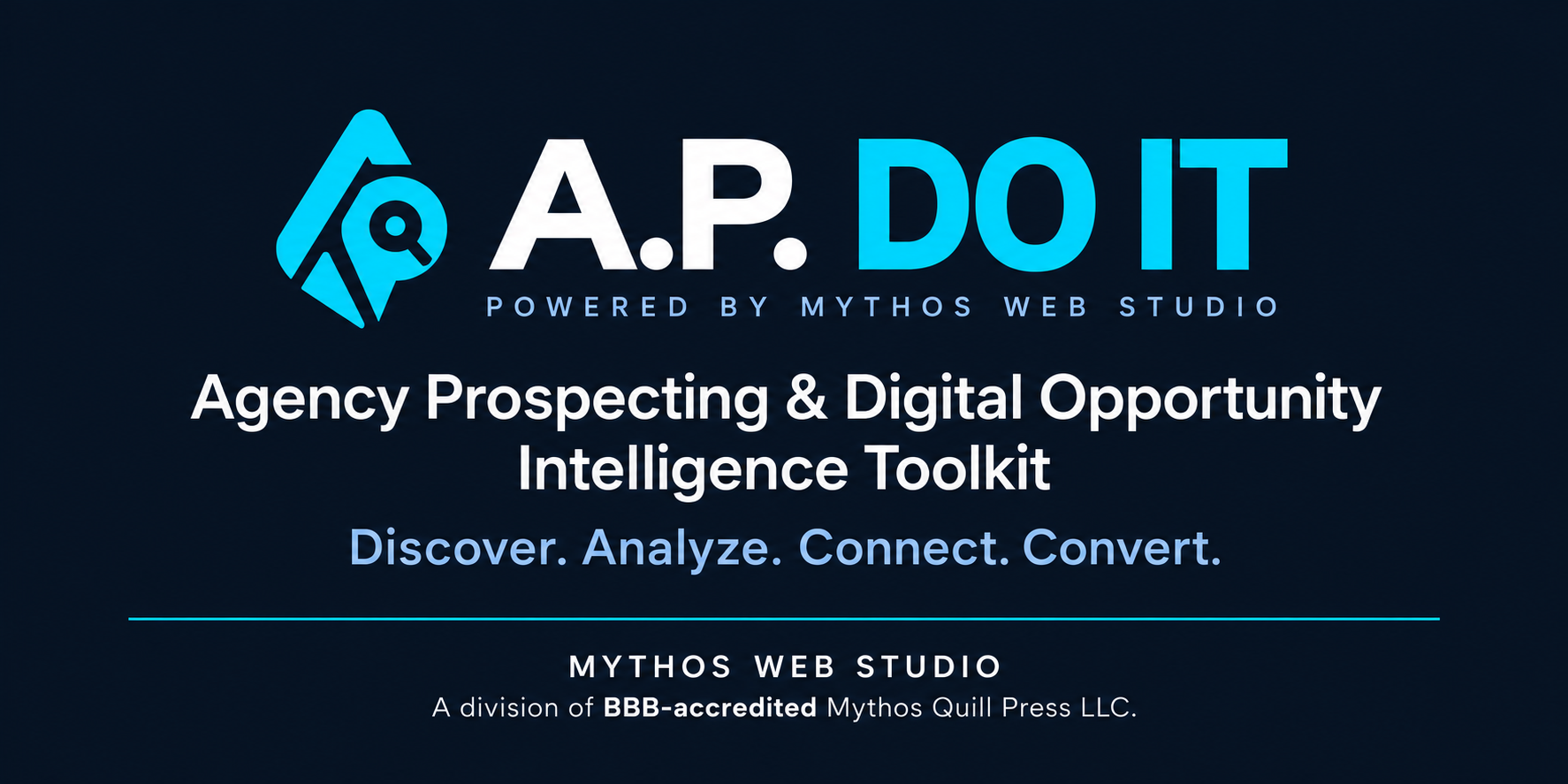 A.P. DO IT brand banner: Discover. Analyze. Connect. Convert.